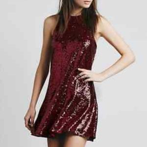 Free People Liquid Shine Mini Dress Red XS